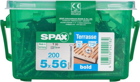 Spax Terrassenschraube BOLD Edelstahl silberfarben, Durchmesser: 5 mm, Länge: 56 mm, 200 Stück - Bild 1