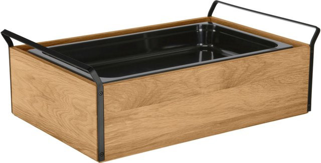 VEGA Buffet-Kühltablett Esino hoch GN 1/1 aus Melamin in Eiche/Schwarz, B/T/H: 61,9 x 38,6 x 20,9 cm - Bild 1