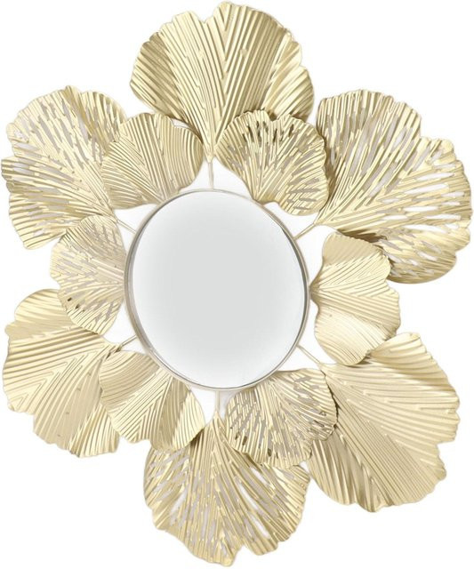 mfySpace Wandspiegel Modern mit Ginkgoblatt-Design in Beige und Gold - Bild 1