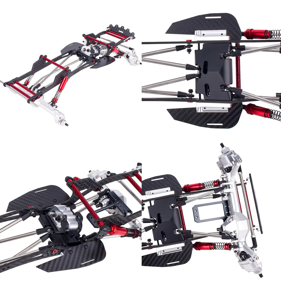 Fimonda RC Performance Carbon LCG Chassis Kit, mit Getriebe-Stoßdämpfer, 1/10 RC Crawler SCX10 Capra Upgrade - Bild 2