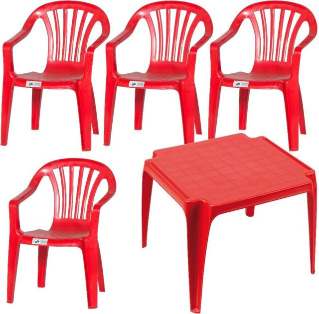ProGarden Kindermöbel-Set aus Kunststoff in Rot, B/H/T: 38 x 53 x 43 cm - Bild 1
