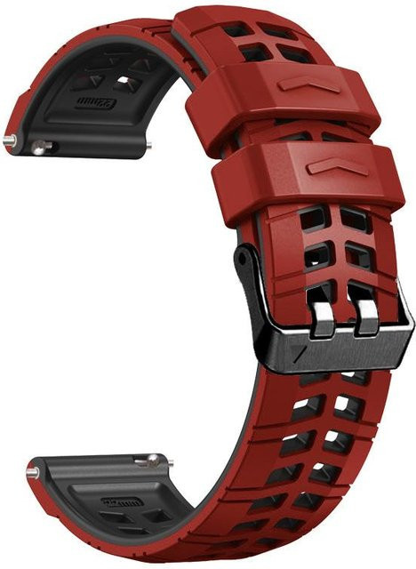 MY-CASE Uhrenarmband Silikon, Schwarz, Rot, 22mm, Unisex - Bild 1