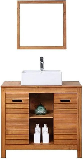 Vente-unique Einzelwaschtisch Pulukan aus Akazienholz in Natur Dunkel, Breite: 90 cm - Bild 1