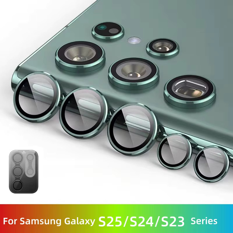 Kamera-Objektivschutz aus gehärtetem Glas für Samsung Galaxy S25 Ultra, S24 Ultra, S23 und S22 Plus in Transparent und Silber - Bild 3