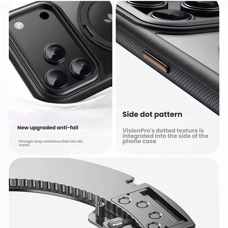 Magnetische Schutzhülle für Apple iPhone 17-Serie mit 360 Grad drehbarem Ständer und integrierten Knöpfen in Transparent - Bild 5