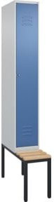 C+P Spind Classic PLUS Garderobenschrank mit Sitzbank, 1 Abteil, Zylinderschloss, 4 Garderobenhaken, mittige Trennwand, Buche-Hartholz, B/H/T: 212,0 x 81,5 x 30,0 cm - Bild 1