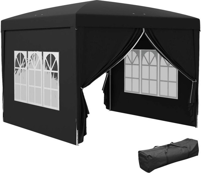 Outsunny Pavillon aus Stahl und Polyester in Schwarz mit Fenstern, B/H/L: 295 x 258 x 295 cm - Bild 1