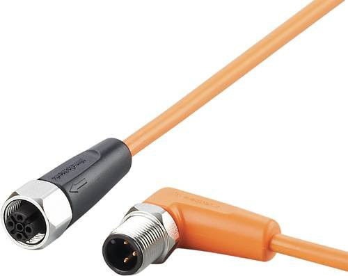 ifm electronic Verbindungsleitung EVT466, orange, Stecker gewinkelt und Buchse gerade, Polzahl 3 oder 5, Länge: 0,3 m - Bild 1