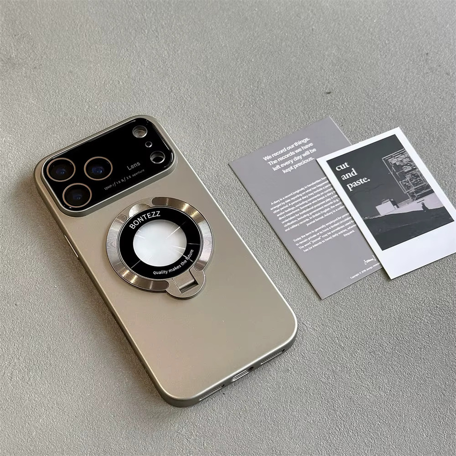 Xeber Luxus Slim Matte MagSafe Handyhülle für iPhone 12 bis 17 Pro Max Plus mit integriertem Ständer und Kameraschutz in Purple - Bild 4