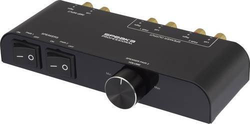 SpeaKa Professional 2 Port Lautsprecher-Umschalter mit integriertem Lautstärkeregler in Schwarz - Bild 1