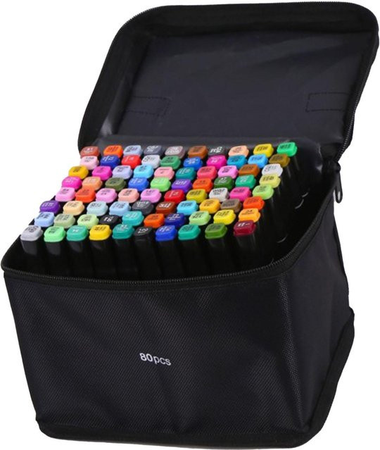 Igeteck Doppelspitzen-Marker-Set mit 80 Farben in Multicolour für professionelle DIY-Farbmischungen und Kunstmalerei - Bild 1