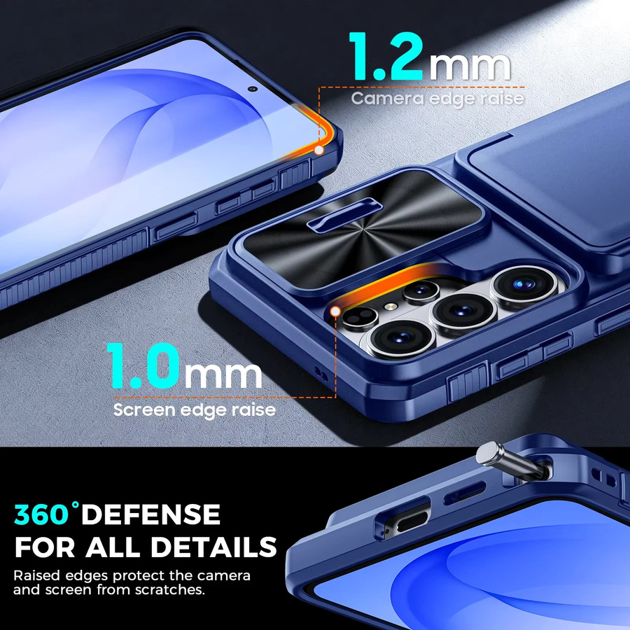 BANGZAO Silikon-Schutzhülle für Galaxy S26 Ultra mit Kartenhalter und RFID-Schutz, Blau - Bild 5