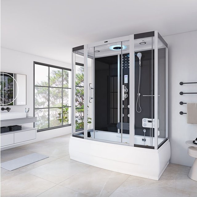 HOME DELUXE Dampfdusche DIAMOND BIG mit Whirlpoolfunktion und LED-Beleuchtung, Schwarz, B: 190 cm, T: 100 cm - Bild 1