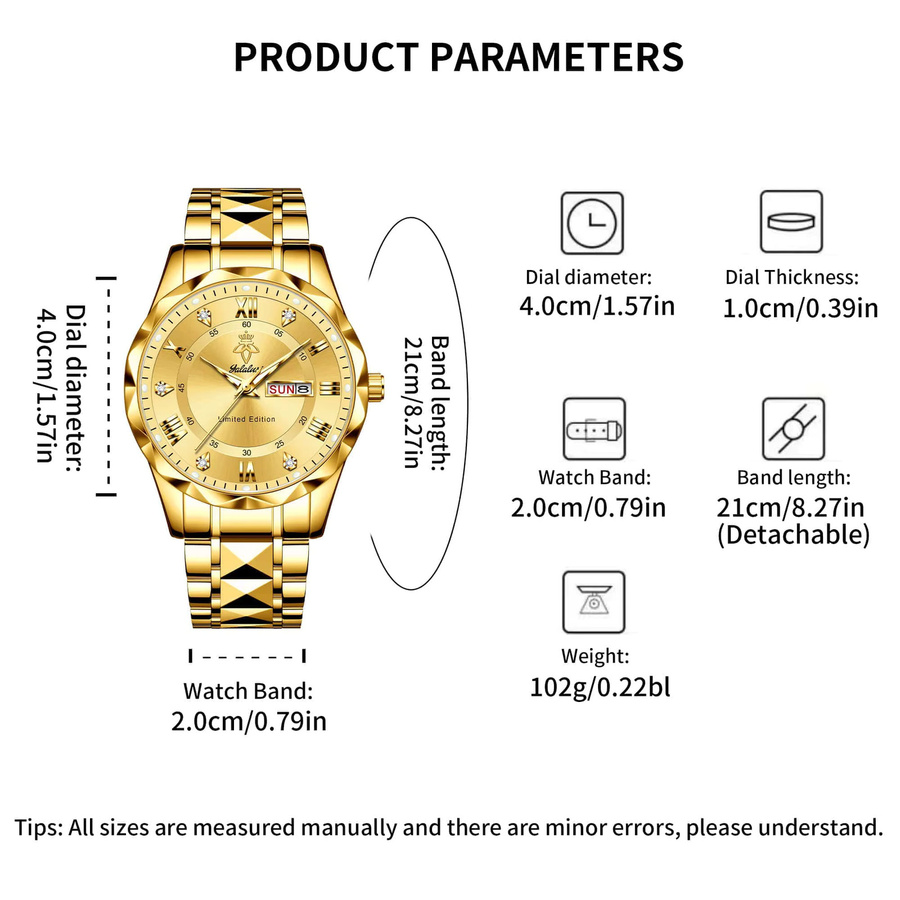 YaLaLuSi Armbanduhr Quarz, Edelstahl, Gold, Damen, Analoguhr - Bild 2