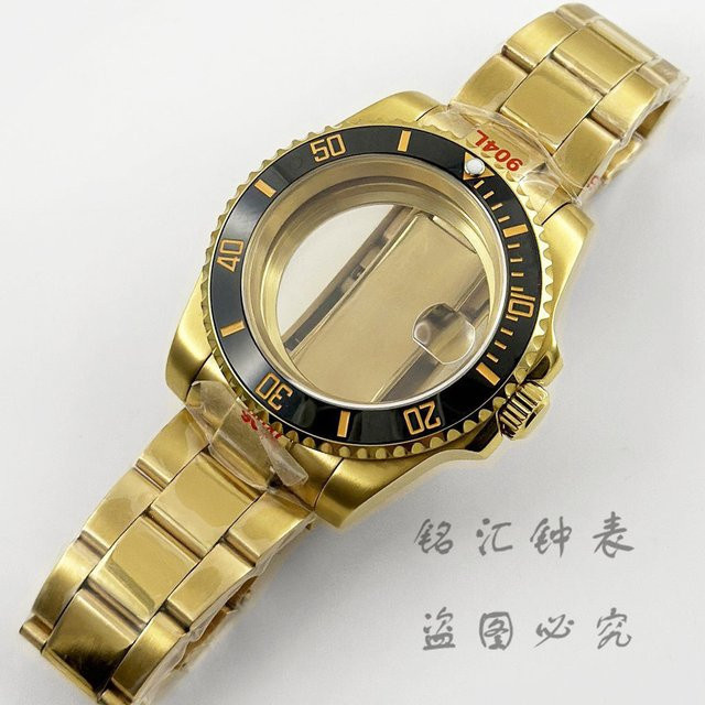 LIYAN Uhrengehäuse, Gold, Edelstahl, 40 mm, Taucher, Unisex - Bild 1
