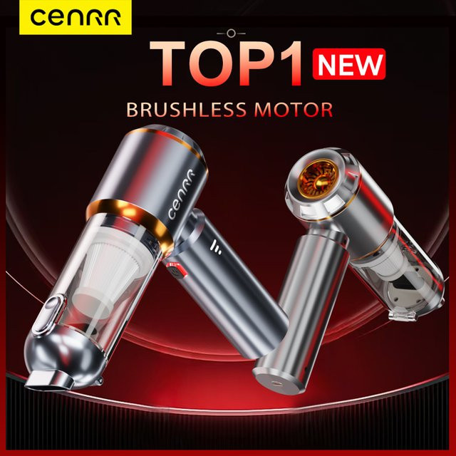 CENRR Mini Auto Staubsauger Cordless, leistungsstarker kabelloser Handstaubsauger für die Fahrzeugreinigung in Schwarz - Bild 1