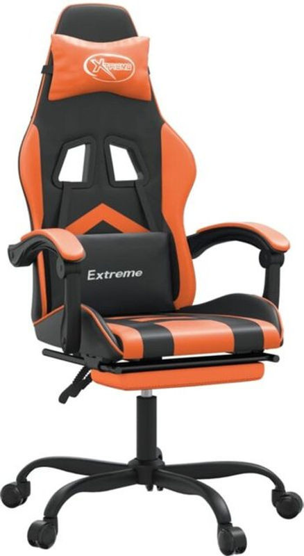 vidaxl Gamingstuhl mit Fußstütze aus Kunstleder in Schwarz und Orange - Bild 1