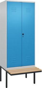 C+P PSA Doppel-Spind Classic PLUS Sitzbank mit 2 Abteilen und Sicherheits-Drehriegel, Buche-Hartholz, B/T/H: 212 x 80 x 81,5 cm - Bild 1
