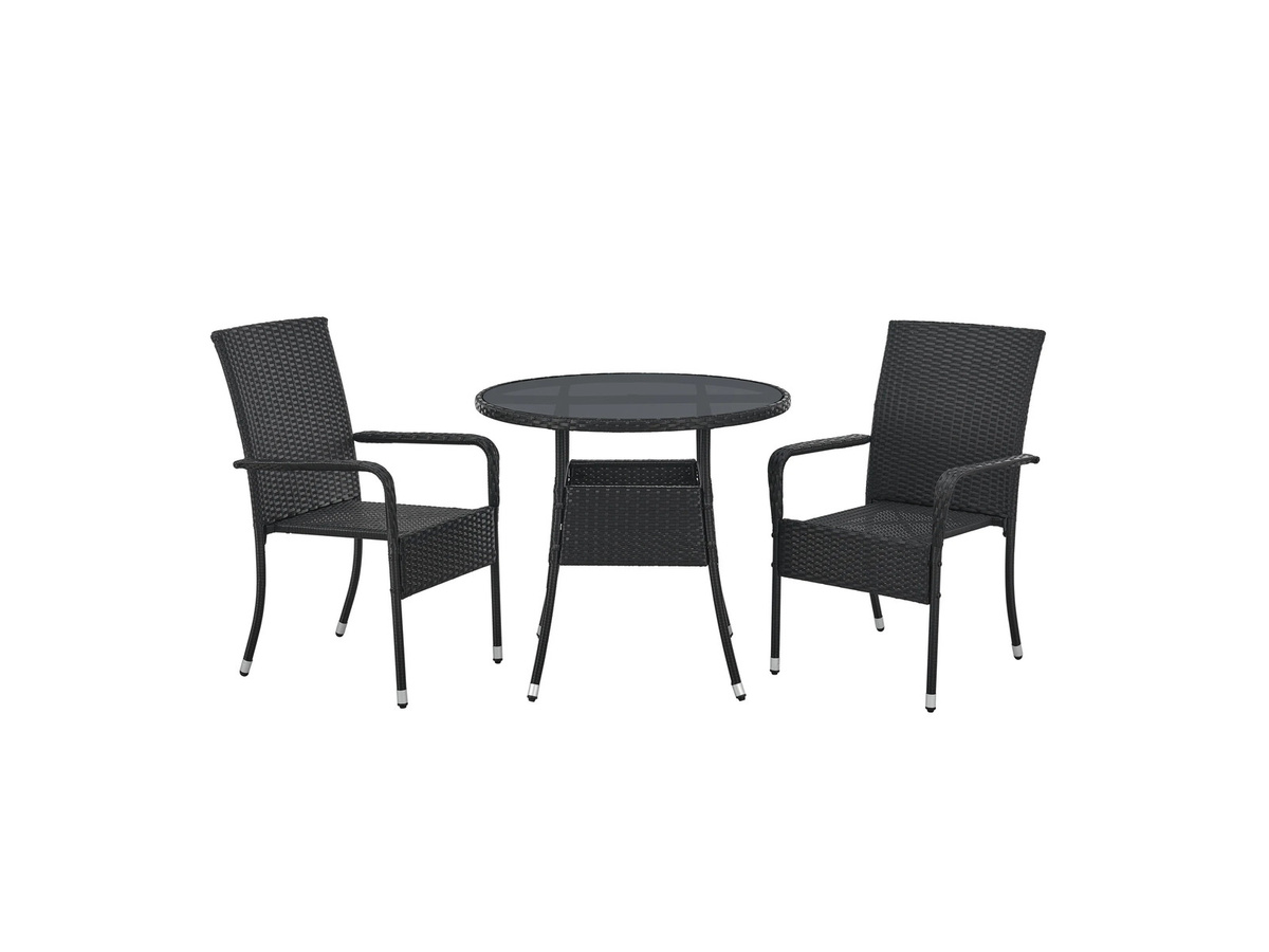 Juskys Polyrattan Gartentisch Yoro rund Schwarz Durchmesser: 80 cm - Bild 3