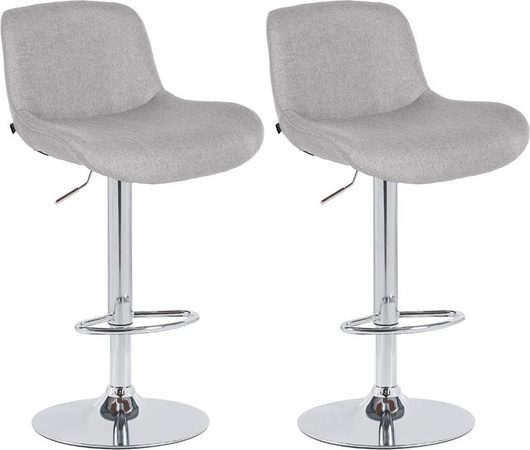 CLP 2er Set Barhocker Solon in Silber mit Samt- oder Stoffbezug, höhenverstellbare und drehbare Barstühle mit Chrom-Gestell und Rückenlehne