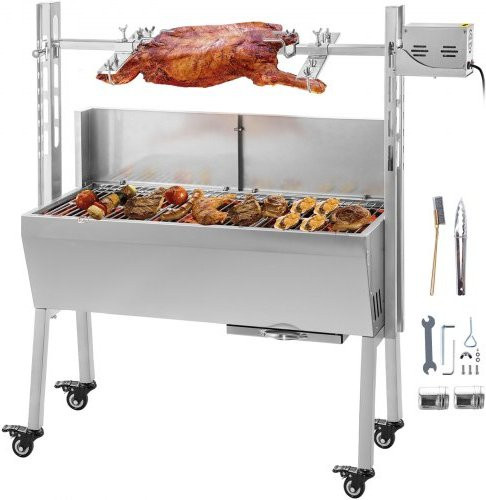 VEVOR Rotisserie Grill mit Baffle für 60 kg, Holzkohle-Grillstation mit 25W Motor für Outdoor, Camping und Picknick - Bild 1