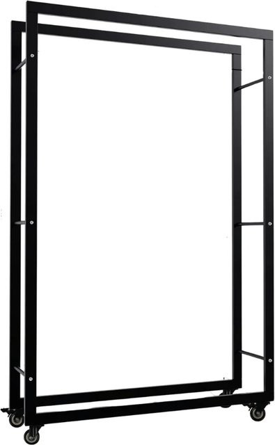 DELUKE Kaminholzregal aus Metall mit Rollen in Schwarz, B/T/H: 100 x 25 x 150 cm - Bild 1