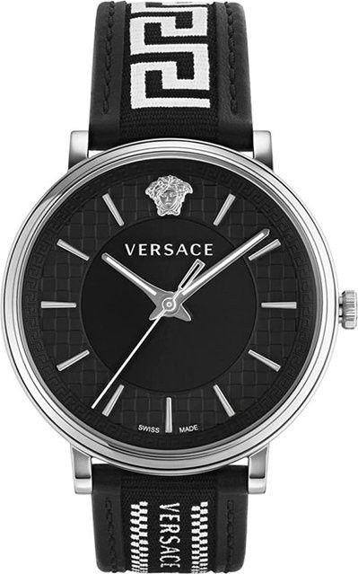 Versace Herrenuhr, Quarz, Edelstahl, 42 mm, Leder, Schwarz, 5 ATM - Bild 1