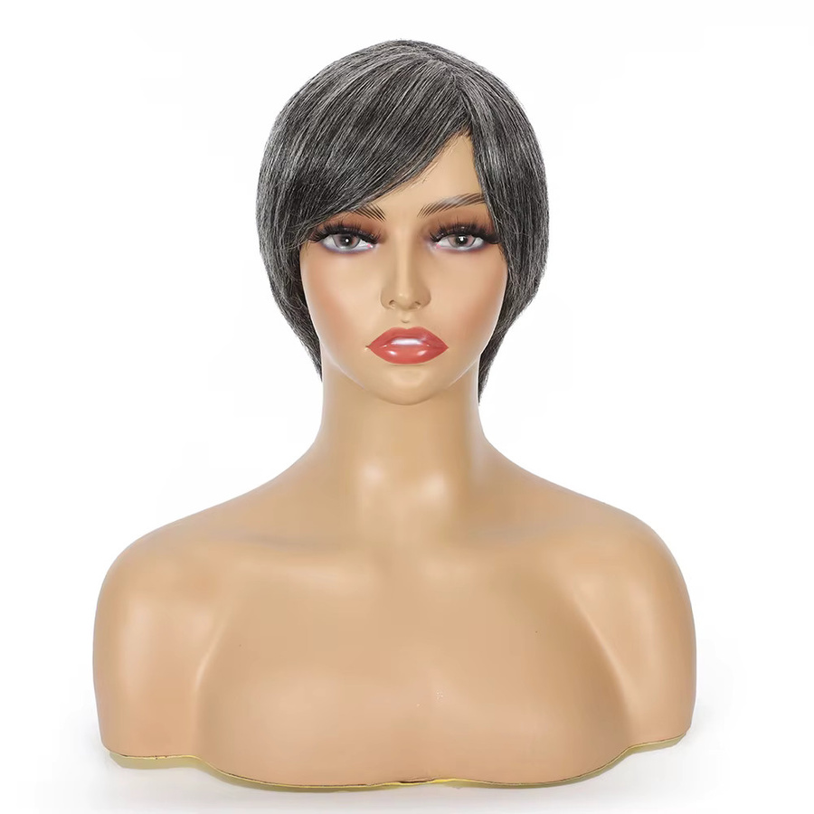 Linhua Pixie-Perücke, Echthaar, Ombre-Grau, Damen - Bild 2