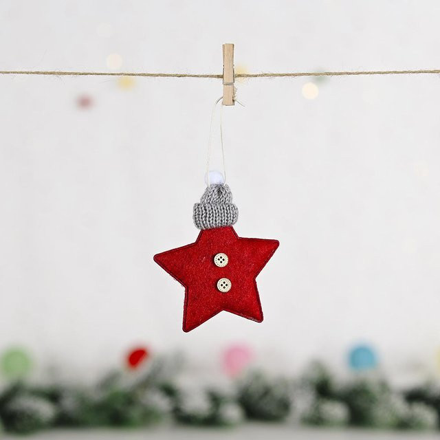 NATAWA Weihnachtsanhänger Stern aus Filz in Rot für Kinder als DIY Dekoration - Bild 1