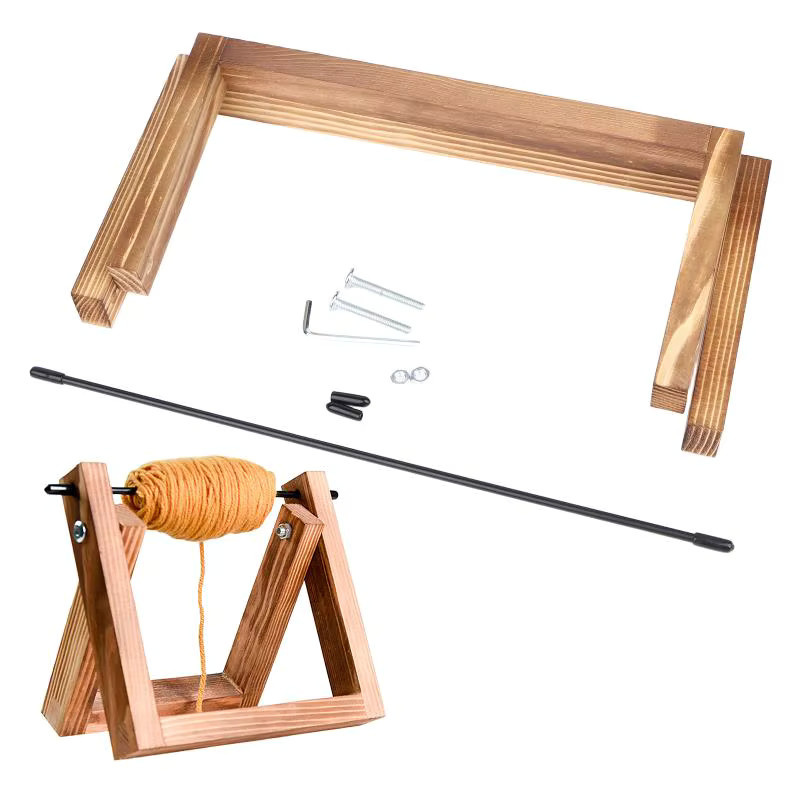 Garnrollenhalter aus Massivholz in Braun für den Schreibtisch zur Aufbewahrung von Garn, Bändern und Wollknäueln - Bild 2