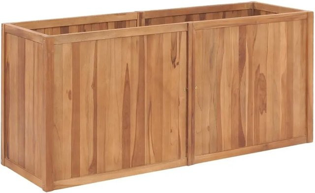 vidaXL Garten-Hochbeet aus Massivholz Teak in Braun, B: 150 cm, T: 50 cm, H: 70 cm - Bild 1