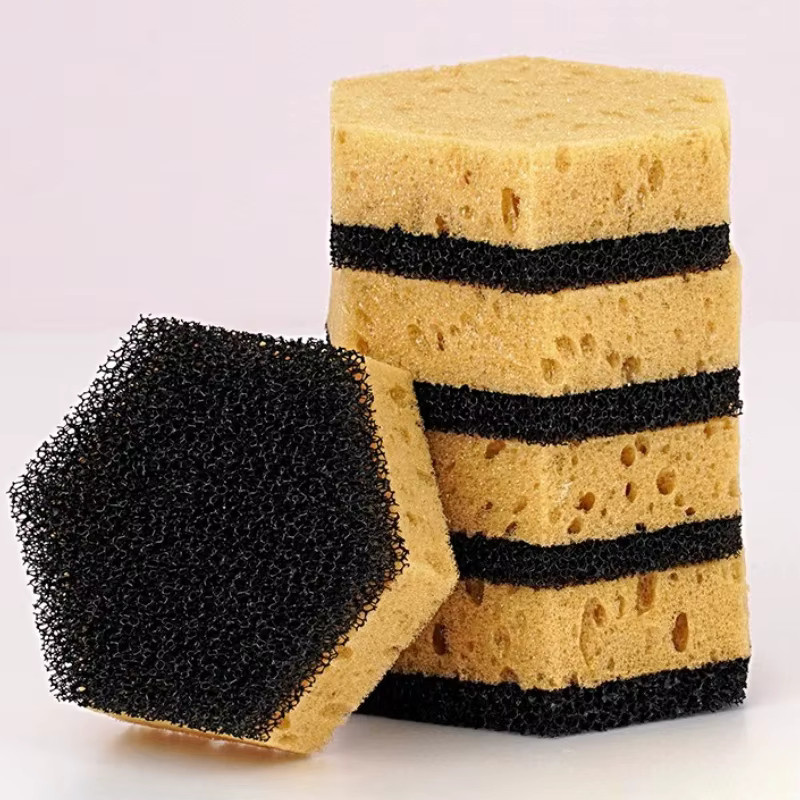 Sechseckiger Reinigungsschwamm in Wabenform für Küche und Haushalt mit hochschäumender Luffa-Imitation - Bild 5