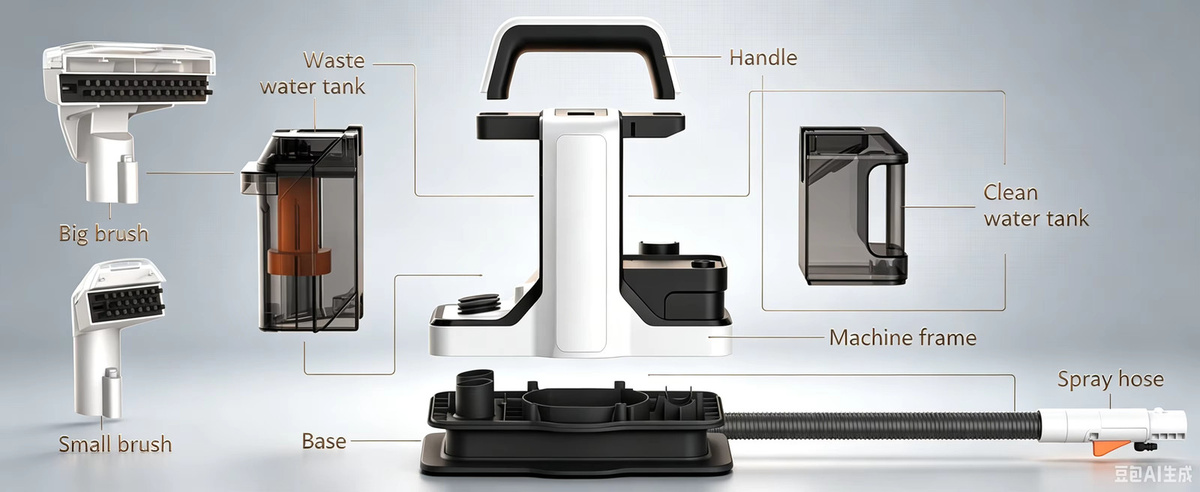 WUIETI Intelligente Teppichreinigungsmaschine mit automatischer Wasserzerstäubung in Weiß - Bild 2
