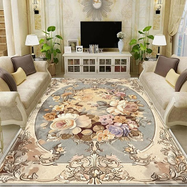 Karpetti Retro Teppich mit Blumenmuster, rutschfest und waschbar, B/B: 120 x 160 cm, mehrfarbig - Bild 1