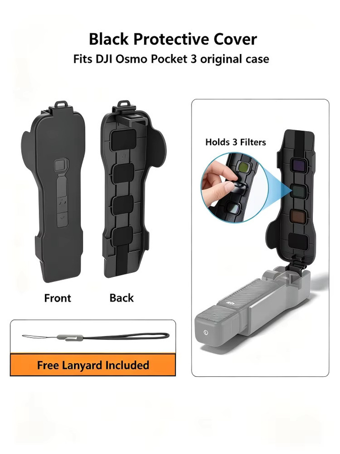 DJI OSMO Pocket 3 Magnetische Schutzabdeckung mit Klappfunktion und 3 Filterschlitzen in Schwarz - Bild 7