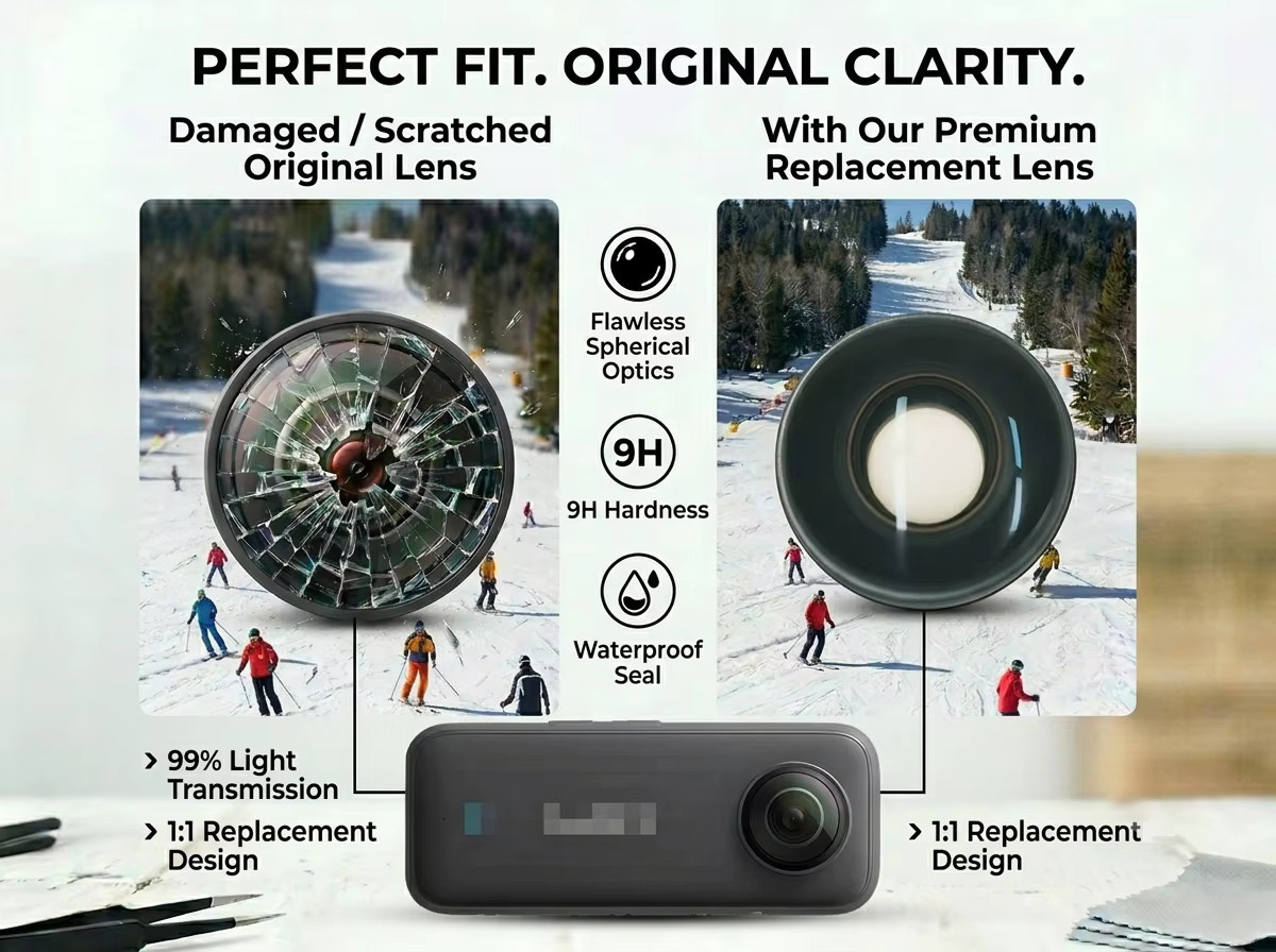 MORUS Ersatzlinse aus hochauflösendem optischem Glas für die Insta360 X3 Action-Kamera - Bild 3
