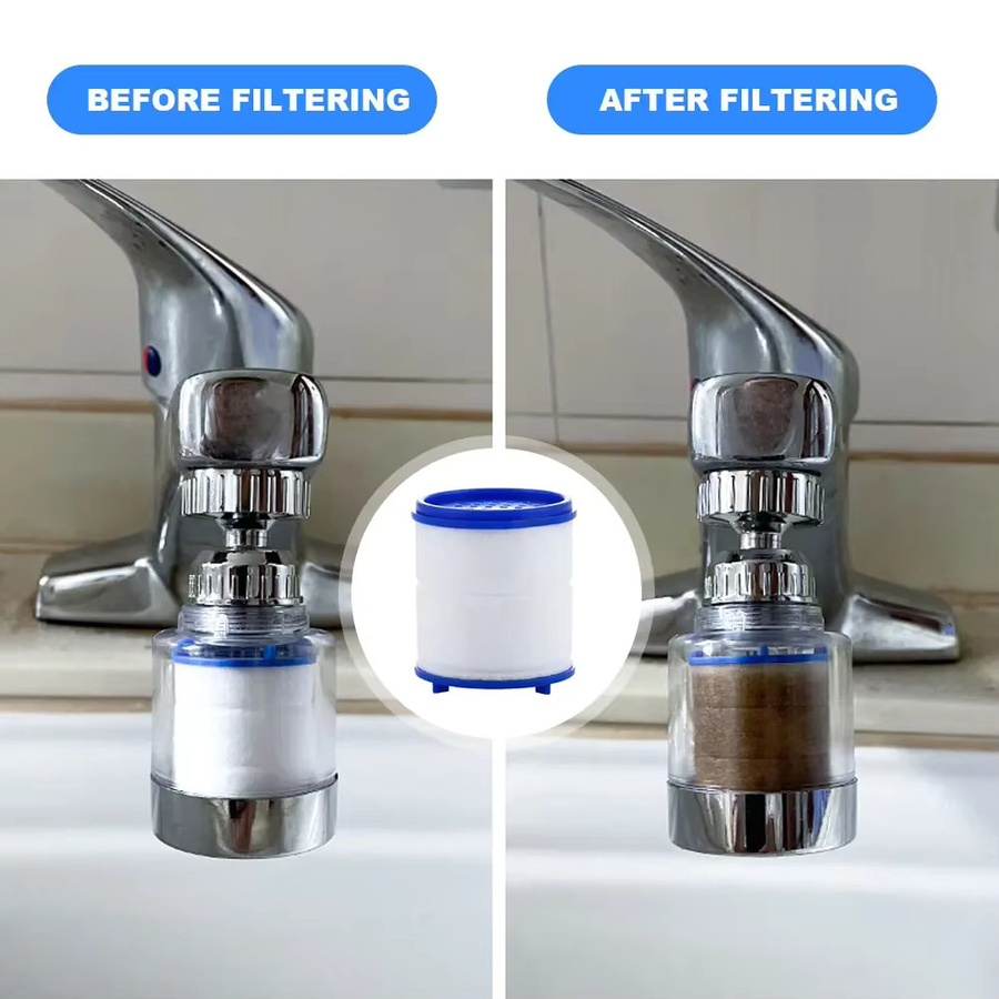 VKTECH Wasserhahn-Wasserfilter Set mit 360 Grad drehbaren Filterelementen und PP-Baumwoll-Filtration zur Schwermetallfilterung - Bild 3