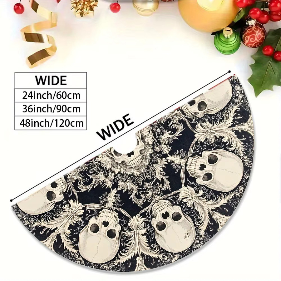 VIKAMA Totenkopf Weihnachtsbaumkleid in Schwarz für Party und Heimdekoration - Bild 4