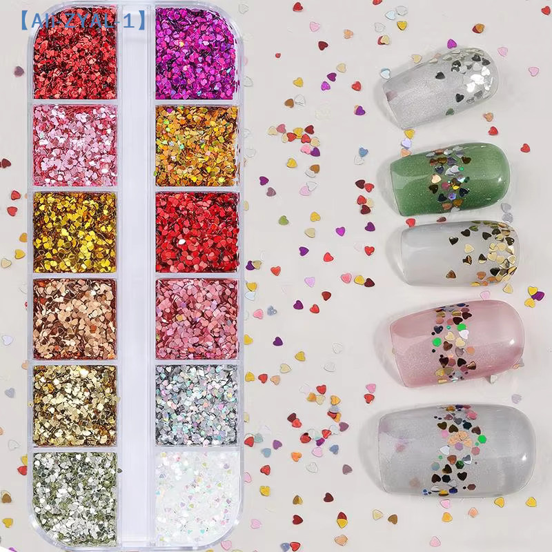 ZYAL-1 Nagelglitzer mit Stern- und Herz-Pailletten, Bunt, Glänzend - Bild 3