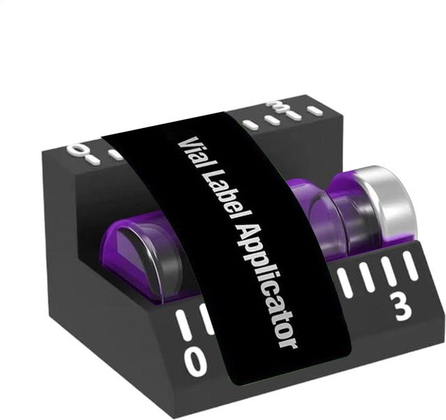 Etikettenapplikator für 3ml und 10ml Fläschchen in Schwarz aus Kunststoff zur präzisen und zeitsparenden Ausrichtung von Aufklebern - Bild 1