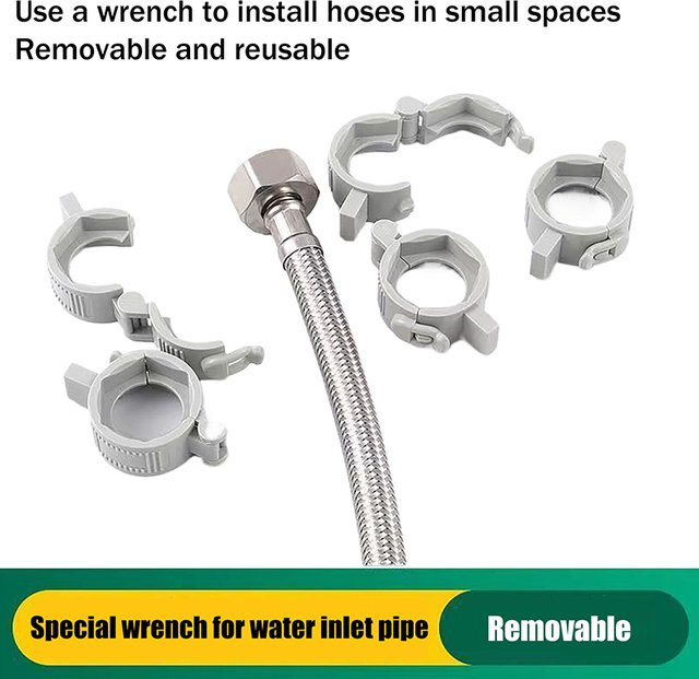 HUXUAN Wasserhahnschlauchschlüssel aus Kunststoff für Haushalt und Toiletten-Eckventile, Grau, 10 Stück - Bild 1
