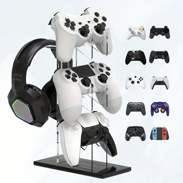 VIKEFON Universal Drei-Schicht Headset Ständer in Schwarz für Kopfhörer und Spielkonsolen Zubehör - Bild 1