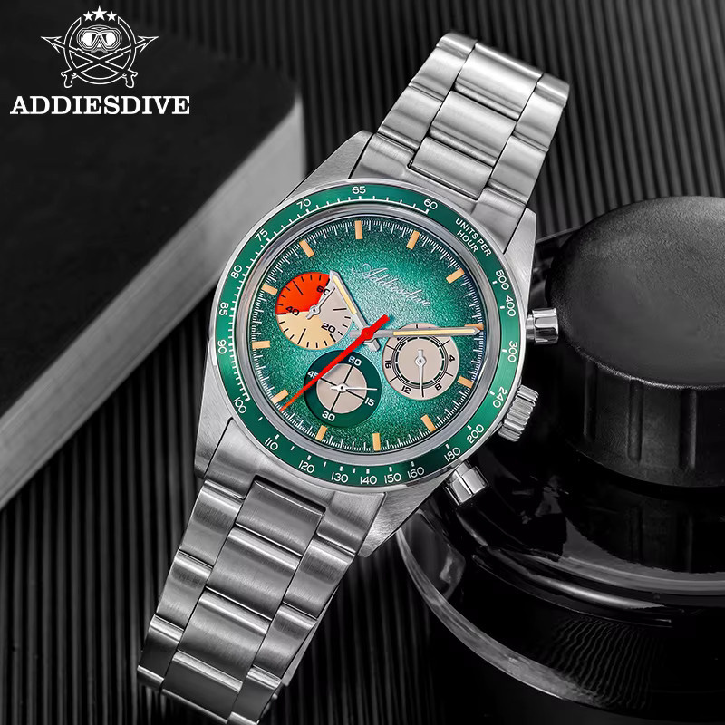 ADDIESDIVE Chronograph, Edelstahl, Schwarz, Quarz, Herren - Bild 3