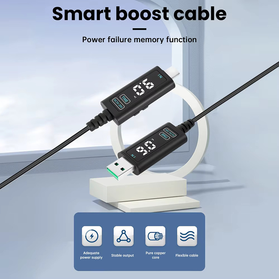 Diymore USB-C zu DC Konverterkabel in Schwarz mit einstellbarer Spannung 12 V und 20 V sowie Speicherfunktion für Router, Laptop und optische Modems - Bild 2