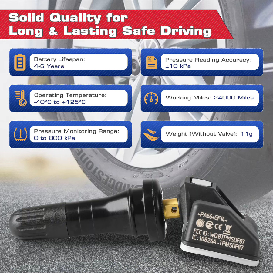 Autel MX-Sensor TPMS 2-in-1 Einpressbare Reifensensoren in Schwarz, 315MHz und 433MHz, kompatibel mit TS501 Pro und TS508WF - Bild 4