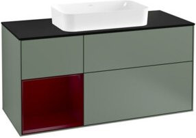 V&B Waschtischunterschrank Finion in Lackoptik mit Regal links, Breite: 120 cm, Tiefe: 50,1 cm, Höhe: 50,1 cm - Bild 1