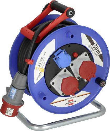 Brennenstuhl Garant CEE IP44 Industrie- und Baustellen-Kabeltrommel mit 30 m Kabel in Schwarz und Blau/Rot - Bild 1