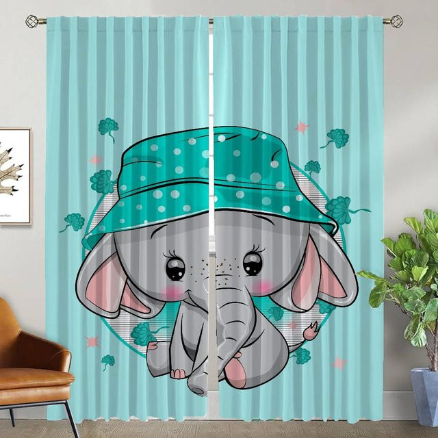 Elefant Elegante Raumvorhänge aus Tüll in Türkis, 2er-Set, semi-transparent, B: 50 cm, H: 70 cm - Bild 1