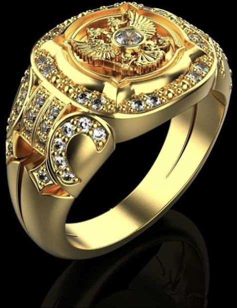 Herrenring Adlerform, Kupfer, Zirkonia, Herren - Bild 1