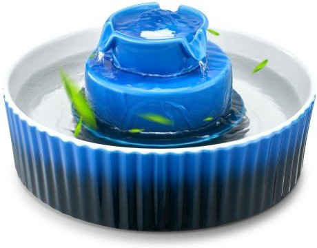 VEVOR Keramik Katzenbrunnen Blau, 2,1 l Trinkbrunnen für Katzen und Hunde mit leiser Pumpe und Filtersystem, Durchmesser: 24 cm, Höhe: 13 cm - Bild 1